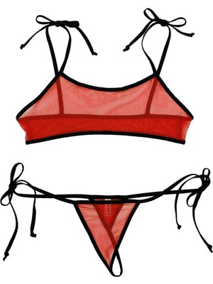 Kırmızı Fantezi Sütyen String Çamaşırı Takımı