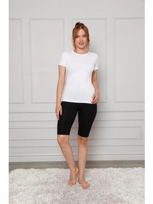 Emos Avm Moda Penye Likralı Diz Üstü Tayt Siyah