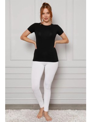 Moda Penye Likralı Tayt Beyaz