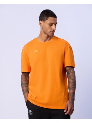 Logo Adam Erkek Koyu Turuncu Oversize Fit Tişört