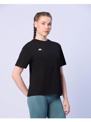 Kappa Nadya Kadın Siyah Tişört Kısa Kol Günlük Stil XS Beden Rahat Kullanım İçin