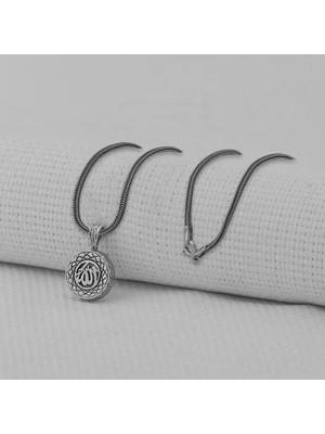 Tutaste Jewellery Allah Yazılı Kebir Dualı Cevşen 925 Ayar Gümüş Erkek Kolye