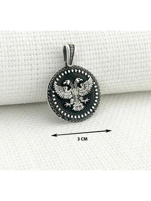 Tutaste Jewellery Çift Başlı Kartal 925 Ayar Gümüş  Erkek Kolyesi