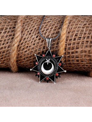 Tutaste Jewellery Ay Yıldızlı Kral Zincir  925 Ayar Gümüş Erkek Kolye