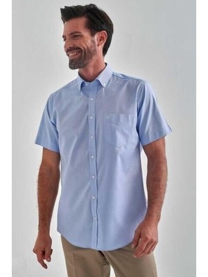 Bisse Regular Fit Mavi Kısa Kol Paşa Yaka Spor Erkek Gömlek GM22Y221095_D35