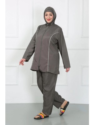 Moda Büyük Beden Tesettür Büyük Mayo Füme