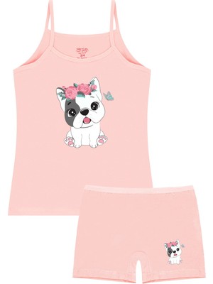 Öts Kız Çocuk Atlet Boxer Likralı Somon Köpek (%96 Pamuk - %4 Elastan)