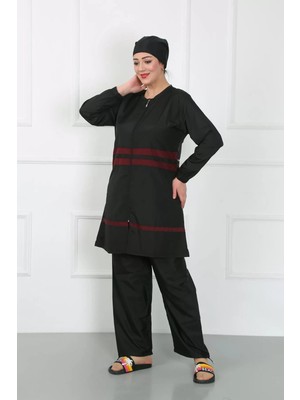 Moda Büyük Beden Tesettür Mayo Siyah