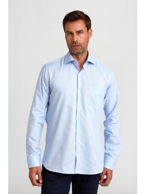Bisse Regular Fit İtalyan Yaka Mavi Basic Erkek Gömlek GM23K232078_D35