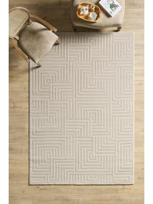 Motifli Bej Modern Yumuşak Polipropilen Jüt Halı Salon Oturma Odası Yolluk Mutfak Koridor Halısı