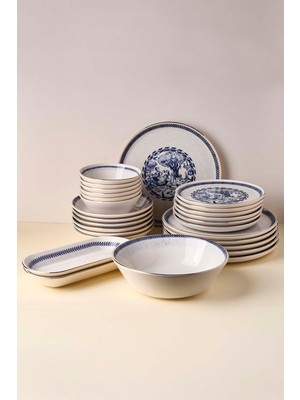 French Altın Yaldızlı Stoneware Yemek Takımı 27 Parça 6 Kişilik Yemek Seti