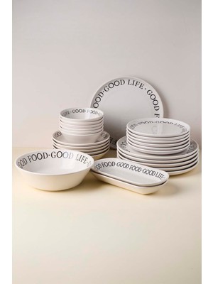 Perotti Good Stoneware 27 Parça Beyaz Yemek Takımı 6 Kişilik Seramik Set Zarif Tasarım