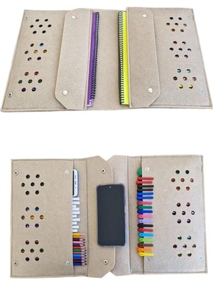 Keçe Kalemlik ve Tablet Organizer Çanta - 4 Bölmeli, A4 Boyut, Çok Amaçlı Defter Boya Düzenleyici Çanta (Açık Kahve)