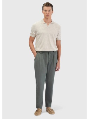 Haki Düz Dokuma Jogging Fit Casual Pamuk Karışımlı Pantolon
