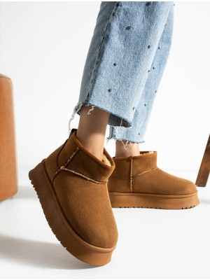 Neon Shoes Kadın Süet Içi Kürklü Yünlü Kalın Tabanlı Kışlık Bilekte Kısa Ug Bot & Bootie