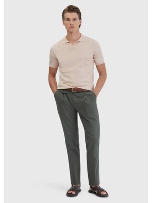 Haki Düz Kumaş Regular Fit Casual Pantolon