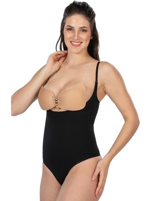 Siyah Mı Emay 2076 Göğüsü Açık String Body Korse