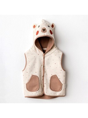 Andywawa Adventurous Bear Erkek Çocuk Yeleği Kapüşonlu Bej Renkli 1 Adet Özellikli
