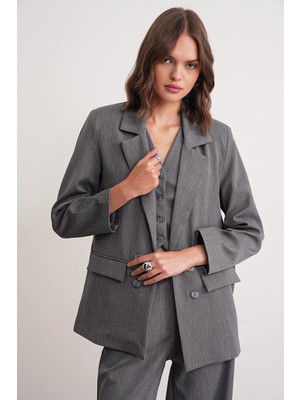 4745 Kadın Oversize Blazer Ceket Antrasit
