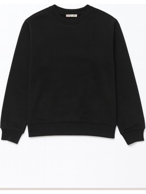 2021 Kadın Basic 3 Iplik Sweatshirt Siyah