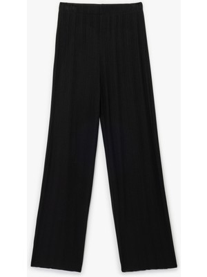 Modal Kumaş Dokulu Düz Bol Paça Pijama Altı