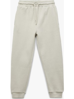 Pamuklu Beli Bağcıklı Dokulu Basic Jogger Eşofman Altı