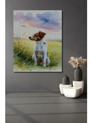 Sulu Boya Görünümlü Köpek Portresi Dekoratif Ahşap Ev/işyeri/ofis Kare Tablo