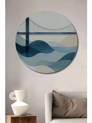 Minimalist Golden Gate Köprüsü Mavi Rüyası Dekoratif Ahşap Ev/işyeri/ofis Yuvarlak Tablo