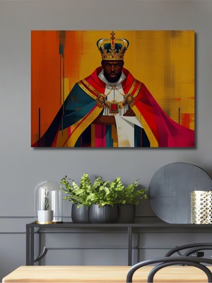 Afrikalı Kral Modern Yağlı Boya Görünümlü Sanat Ev/işyeri/ofis Dekoratif Ahşap Kare Tablo