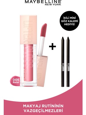 Lıfter Gloss Nu 005 Petal & 2li Mini Maybelline Tattoo Liner Gel Pencil Hediyeli Set