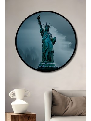 Çerçeve Görünümlü Özgürlük Heykeli Modern Sanat Dekoratif Ahşap Ev/işyeri/ofis Yuvarlak Tablo