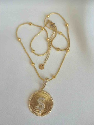 Ş Harfli Kolye - Ş Harf Kolye - Ş Harfli Madalyon Kolye - 316L Paslanmaz Çelik - Suya Dayanıklı