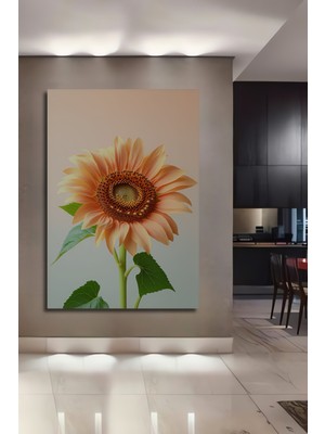 Pastel Tonlarda Ayçiçeği Yağlı Boya Görünümlü Sanat Ev/işyeri/ofis/salon Ahşap Dekoratif Kare Tablo