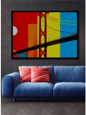 Çerçeve Görünümlü Pop Art Golden Gate Köprüsü Dekoratif Ahşap Dekoratif Ev/işyeri/ofis Kare Tablo