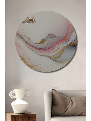 Pembe Altın Mermer Desenli Dekoratif Ahşap Ev/işyeri/ofis Yuvarlak Tablo