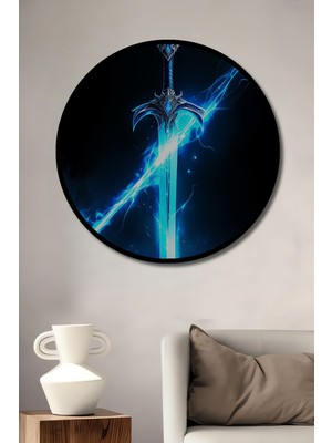 Çerçeve Görünümlü Elektrik Mavi Kılıç Efsanesi Dekoratif Ahşap Ev/işyeri/ofis Yuvarlak Tablo