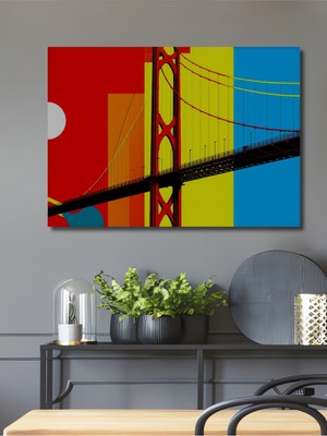 Pop Art Golden Gate Köprüsü Dekoratif Ahşap Dekoratif Ev/işyeri/ofis Kare Tablo