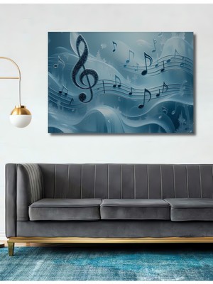 Buz Müzik Notaları Sulu Boya Görünümlü Dekoratif Ahşap Ev/işyeri/ofis Kare Tablo