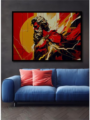 Çerçeve Görünümlü Modern Zeus Yağlı Boya Görünümlü Dekoratif Ahşap Ev/işyeri/ofis Kare Tablo