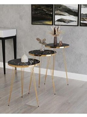 Zigon Sehpa, Gold Tel Ayak Sehpa, Gold Zigon Sehpa, 3lü Zigon Sehpa, Gold Sehpa, Altın Rengi