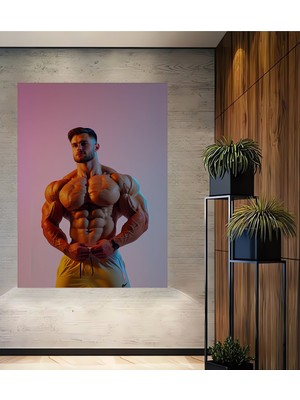 Kaslı Adam Yağlı Boya Görünümlü Modern Sanat Ev/işyeri/ofis Dekoratif Ahşap Kare Tablo