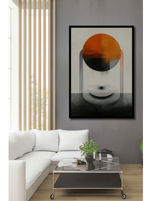 Çerçeve Görünümlü Turuncu Küre Modern Sanat Dekoratif Ahşap Ev/işyeri/ofis Kare Tablo