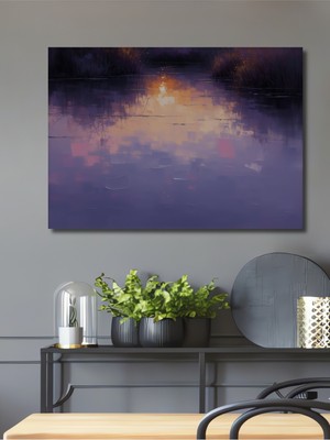 Mor Gölge Yağlı Boya Görünümlü Dekoratif Ahşap Ev/işyeri/ofis Kare Tablo