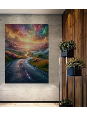 Sonsuzluğa Giden Yol Yağlı Boya Görünümlü Dekoratif Ahşap Ev/işyeri/ofis Kare Tablo