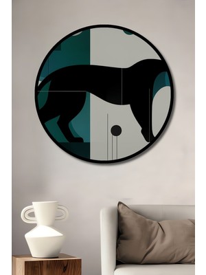 Çerçeve Görünümlü Geometrik Panter Modern Sanat Dekoratif Ahşap Ev/işyeri/ofis Yuvarlak Tablo