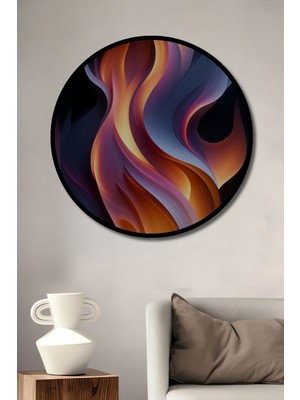 Çerçeve Görünümlü Alev Dansı Modern Sanat Dekoratif Ahşap Ev/işyeri/ofis Yuvarlak Tablo