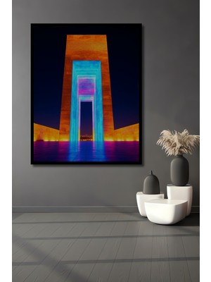 Çerçeve Görünümlü Neon Işıltılı Modern Sanat Kapısı Dekoratif Ahşap Ev/işyeri/ofis Kare Tablo
