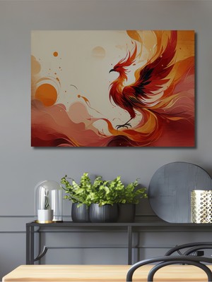 Modern Sanat Anka Kuşu Yağlı Boya Görünümlü Dekoratif Ahşap Ev/işyeri/ofis Kare Tablo