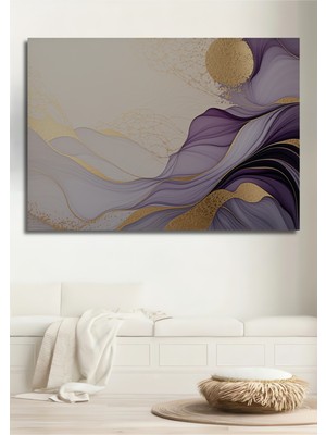 Altın Dokunuşlu Mor Rüyalar Soyut Sanat Dekoratif Ahşap Ev/işyeri/ofis Kare Tablo