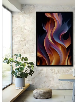 Çerçeve Görünümlü Alev Dansı Modern Sanat Dekoratif Ahşap Ev/işyeri/ofis Kare Tablo